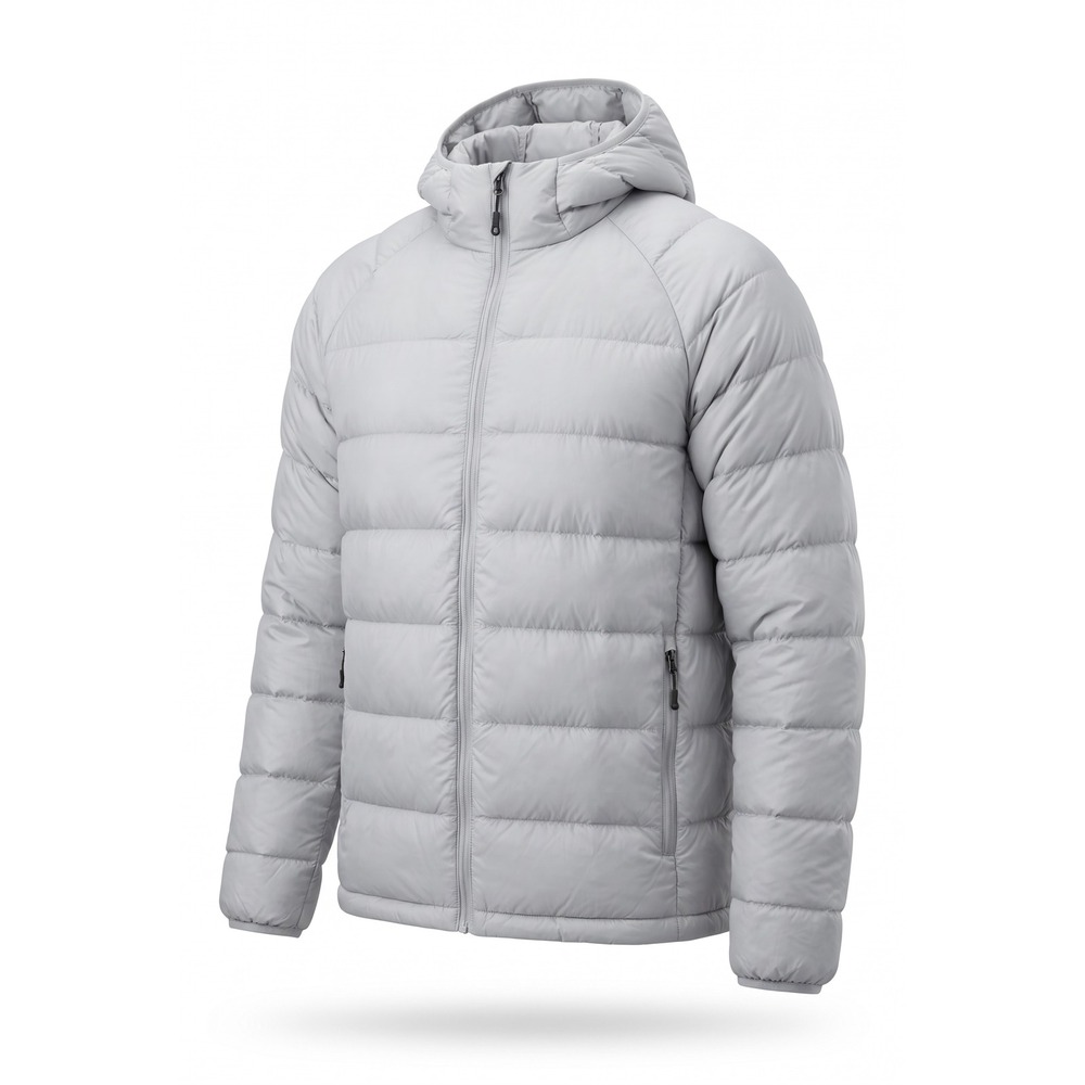Weatherproof 32 Degrees Heat Puffer Jacket Gray Hooded Full Zip Small